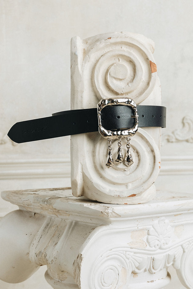 Individual Art Leather - "The sky is crying" belt Black Nickel