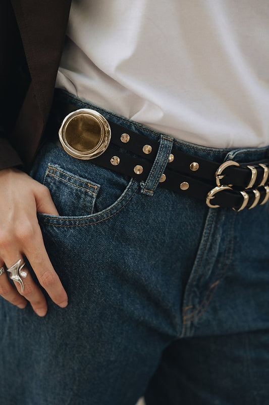 Individual Art Leather - "The Night" belt Black Gold