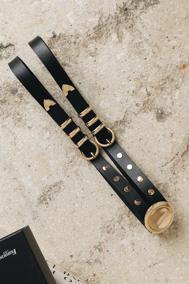 Individual Art Leather - "The Night" belt Black Gold