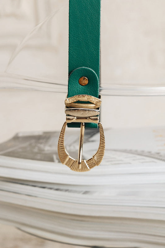 Individual Art Leather - "Deep River woman" belt Forest Gold