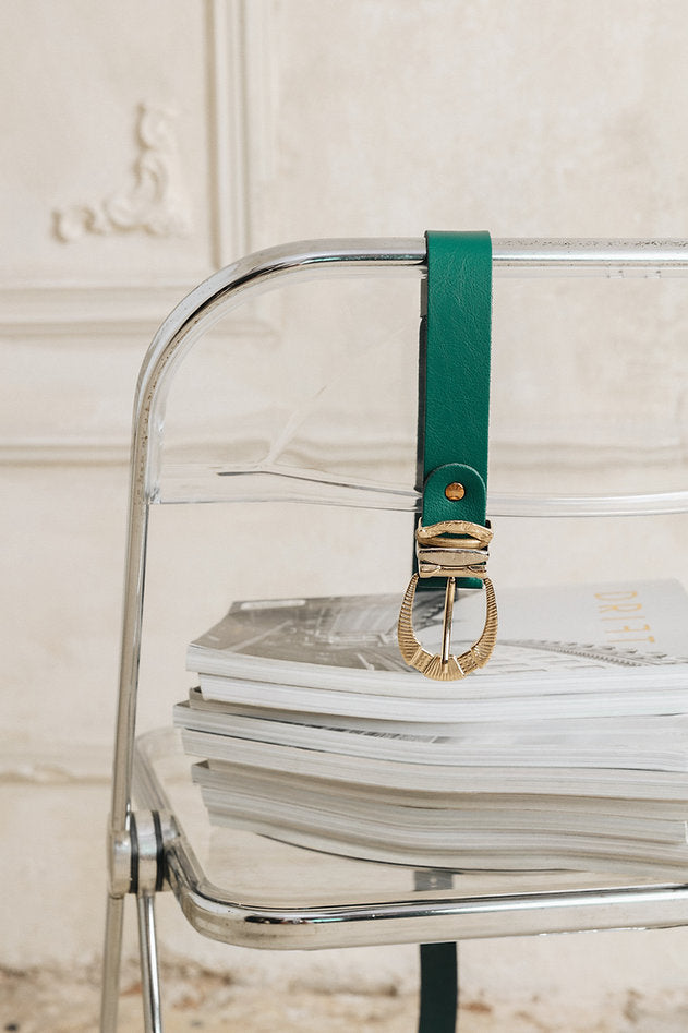 Individual Art Leather - "Deep River woman" belt Forest Gold