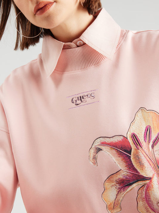 GUESS - Pink Sweatshirt With Lilly Flower