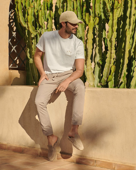 MANEBI - Ultra Light Cotton Venice Trousers Khaki Beige