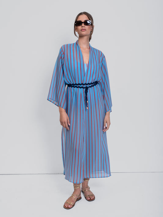 CAPETANISSA - Oceania Stripe Kimono Red