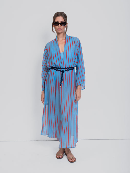 CAPETANISSA - Oceania Stripe Kimono Red