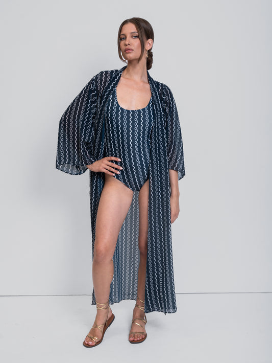 CAPETANISSA - Oceania Wave Kimono Navy