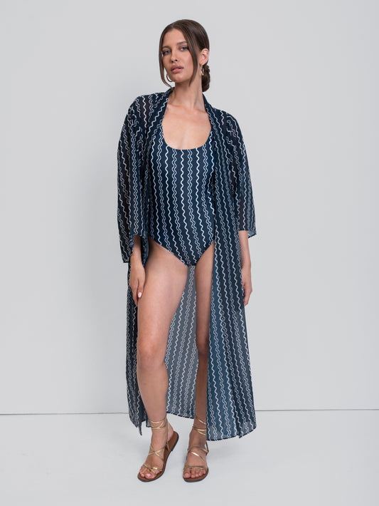 CAPETANISSA - Oceania Wave Kimono Navy