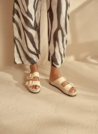 MANEBI - Suede Nordic Sandals Champagne Beige