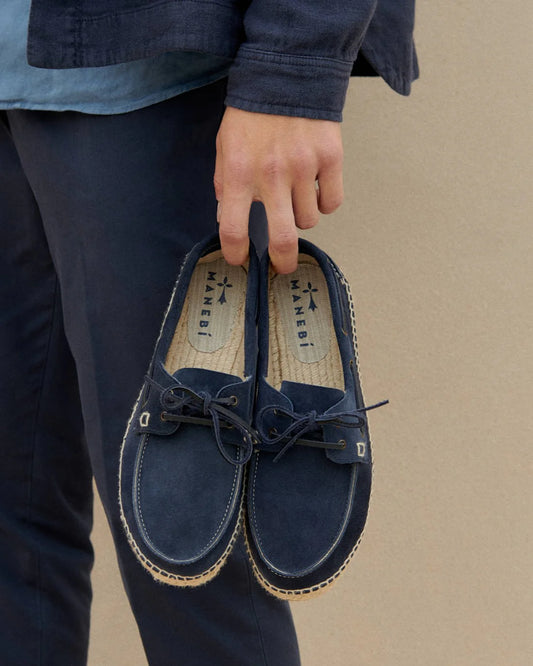 MANEBI - Hamptons Suede Boat Shoes Patriot Blue