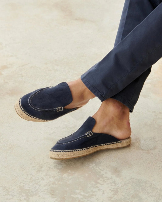MANEBI - Suede Traveler Loafers Mules Hamptons Patriot Blue