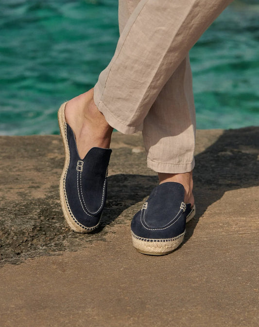 MANEBI - Suede Traveler Loafers Mules Hamptons Patriot Blue