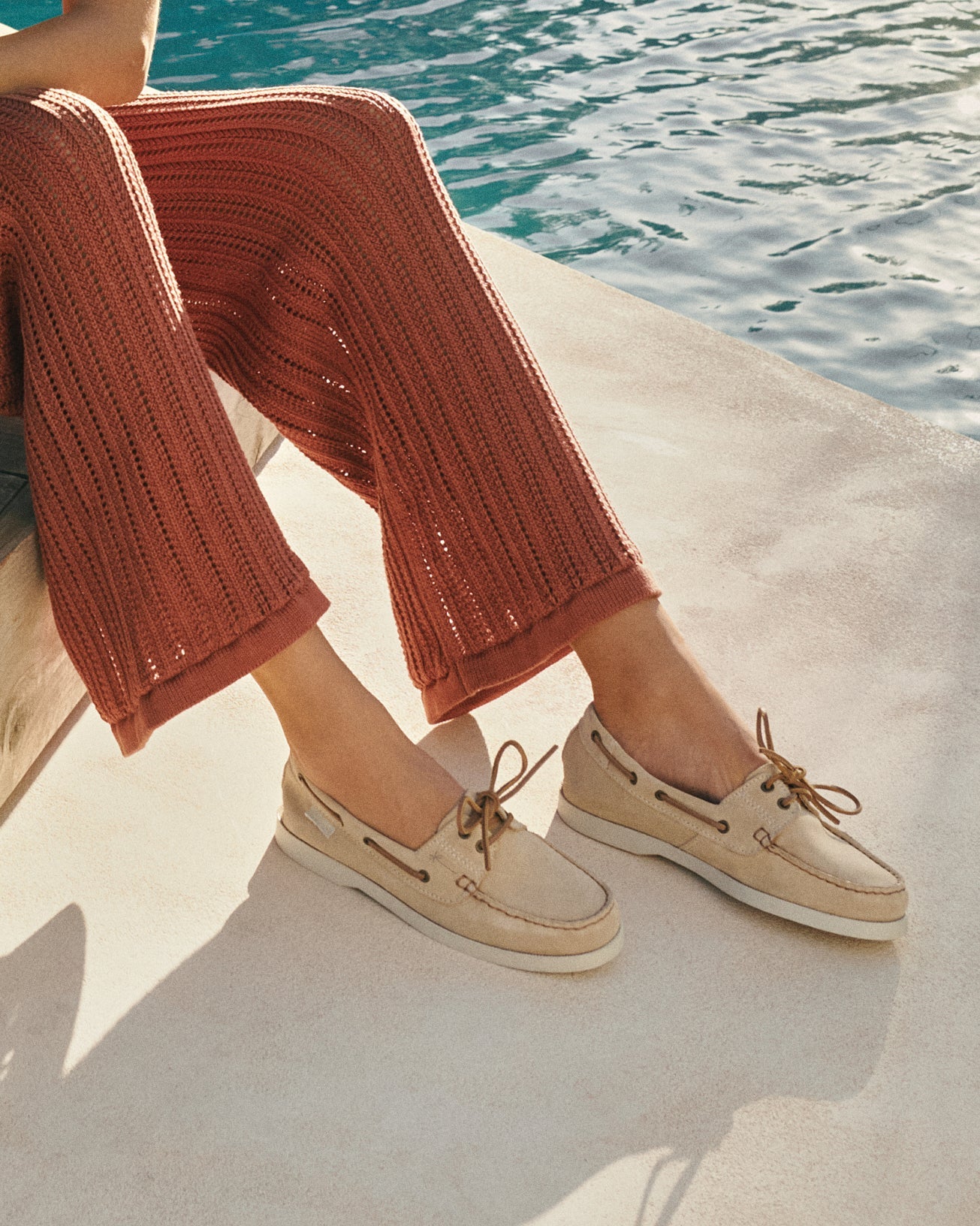 MANEBI - Suede Boat Shoes Hamptons Champagne Beige