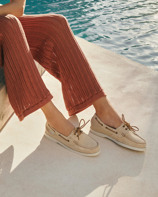 MANEBI - Suede Boat Shoes Hamptons Champagne Beige