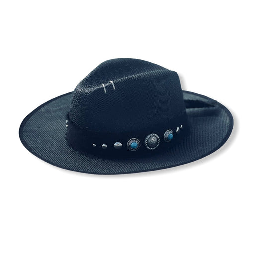 Black w/ Blue Buttons and Hoops (Linen)