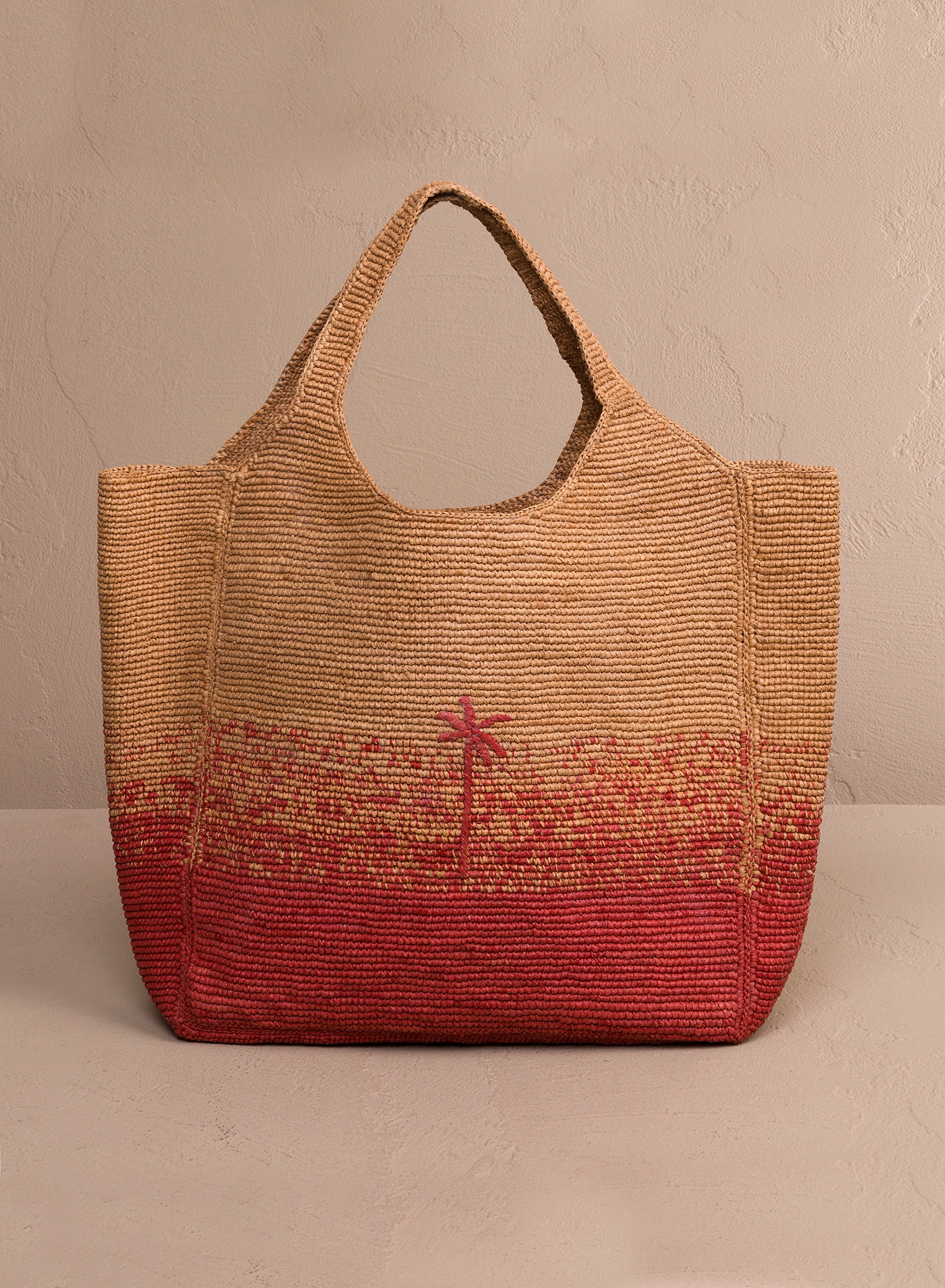 MANEBI - Raffia Maxi Tote Rust Degrade