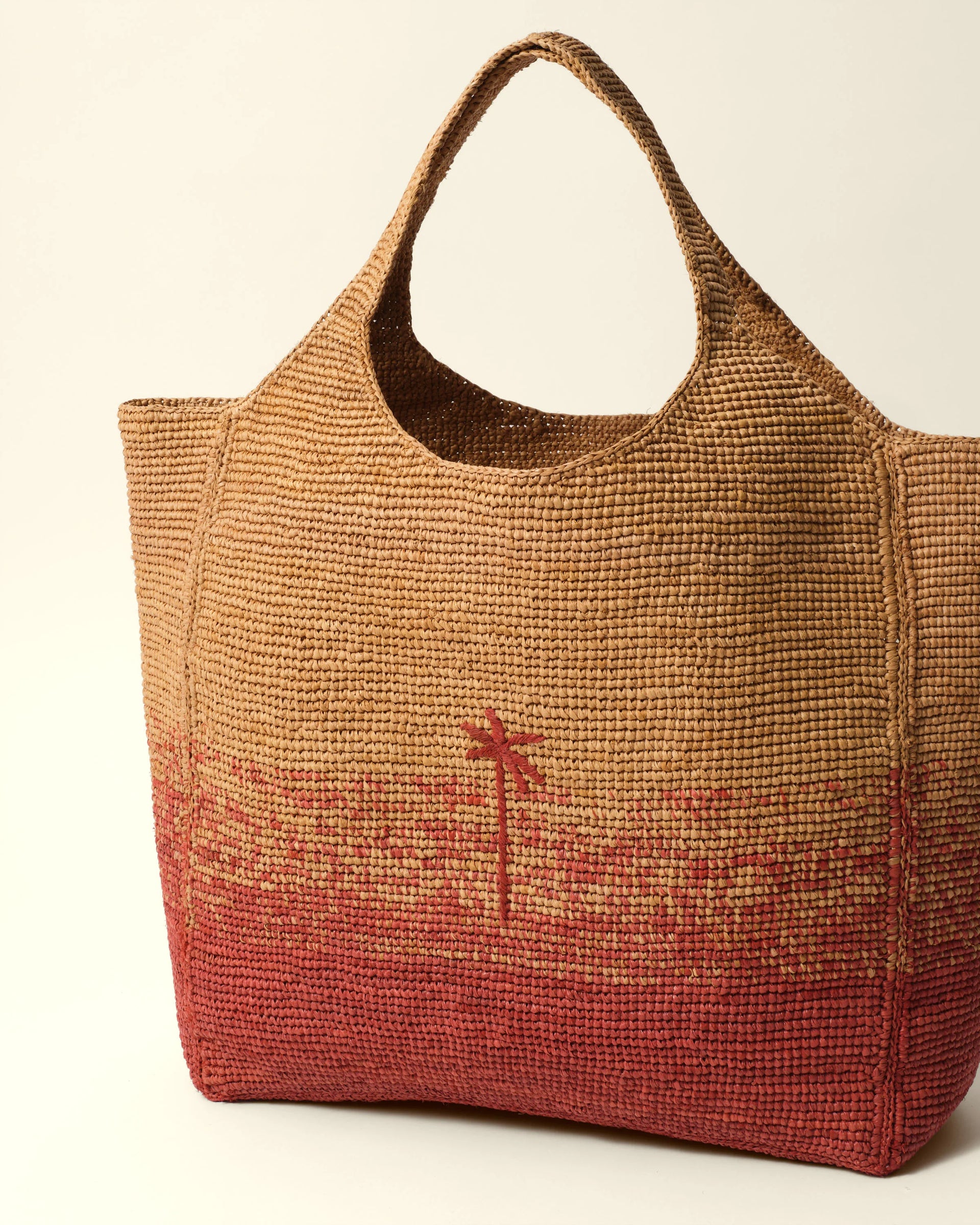 MANEBI - Raffia Maxi Tote Rust Degrade