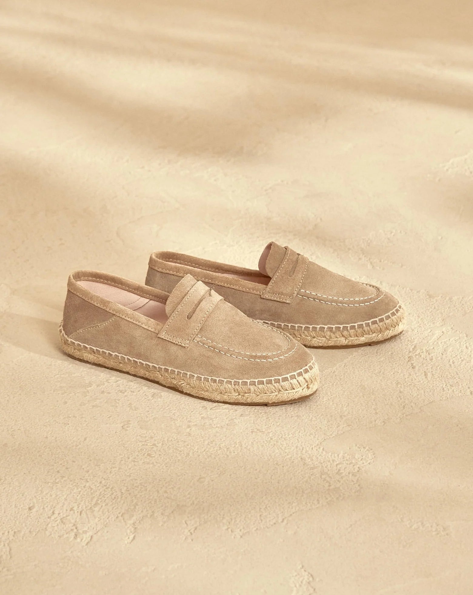 MANEBI - Suede Loafers Espadrilles Vintage Taupe