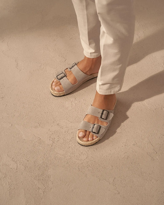 MANEBI - Suede Nordic Sandals Vintage Taupe