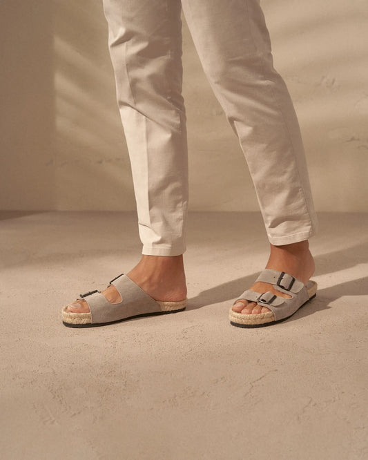 MANEBI - Suede Nordic Sandals Vintage Taupe