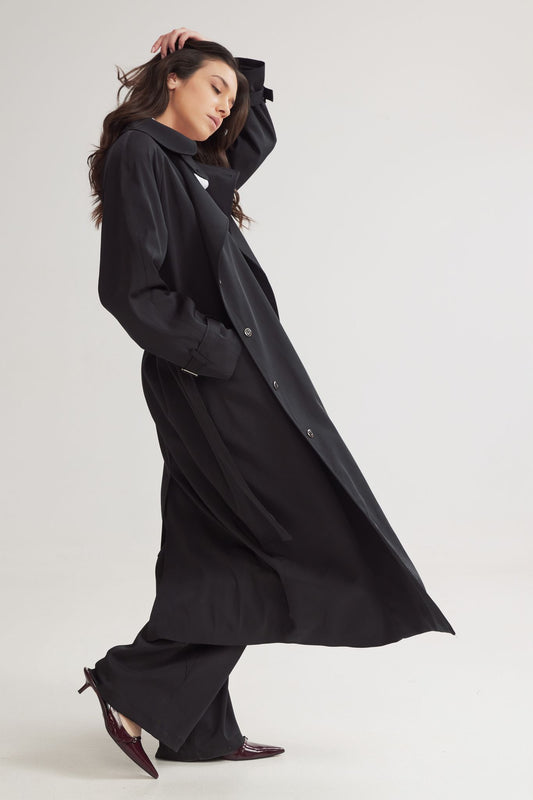 4TAILORS - Sherlock Long Overcoat Black