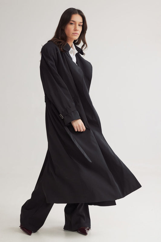 4TAILORS - Sherlock Long Overcoat Black