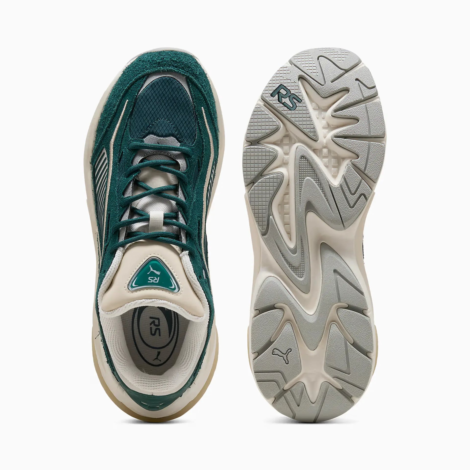 PUMA - RS Surge Hairy Suede Sneakers Green Terrain-Alpine Snow