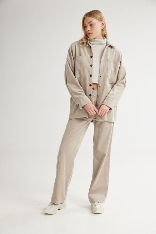 4TAILORS - Rural Corduroy Shirt Beige