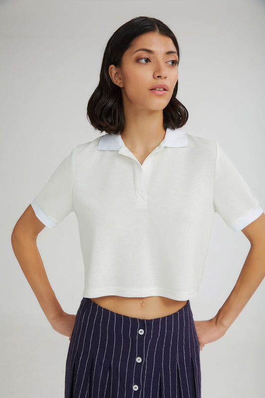 4TAILORS - The Popsicle Polo Top White
