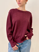 DKNY - Long Sleeve Crew Neck Logo Sweater Syrah