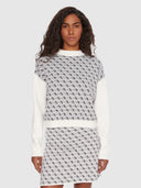 GUESS - Aubrey 4G Knitted Sweater Cream Blue