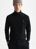 SCOTCH & SODA - Embroidered Logo Turtleneck Knit Pullover Black