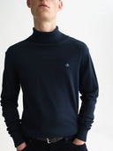 SCOTCH & SODA - Embroidered Logo Turtleneck Knit Pullover Navy