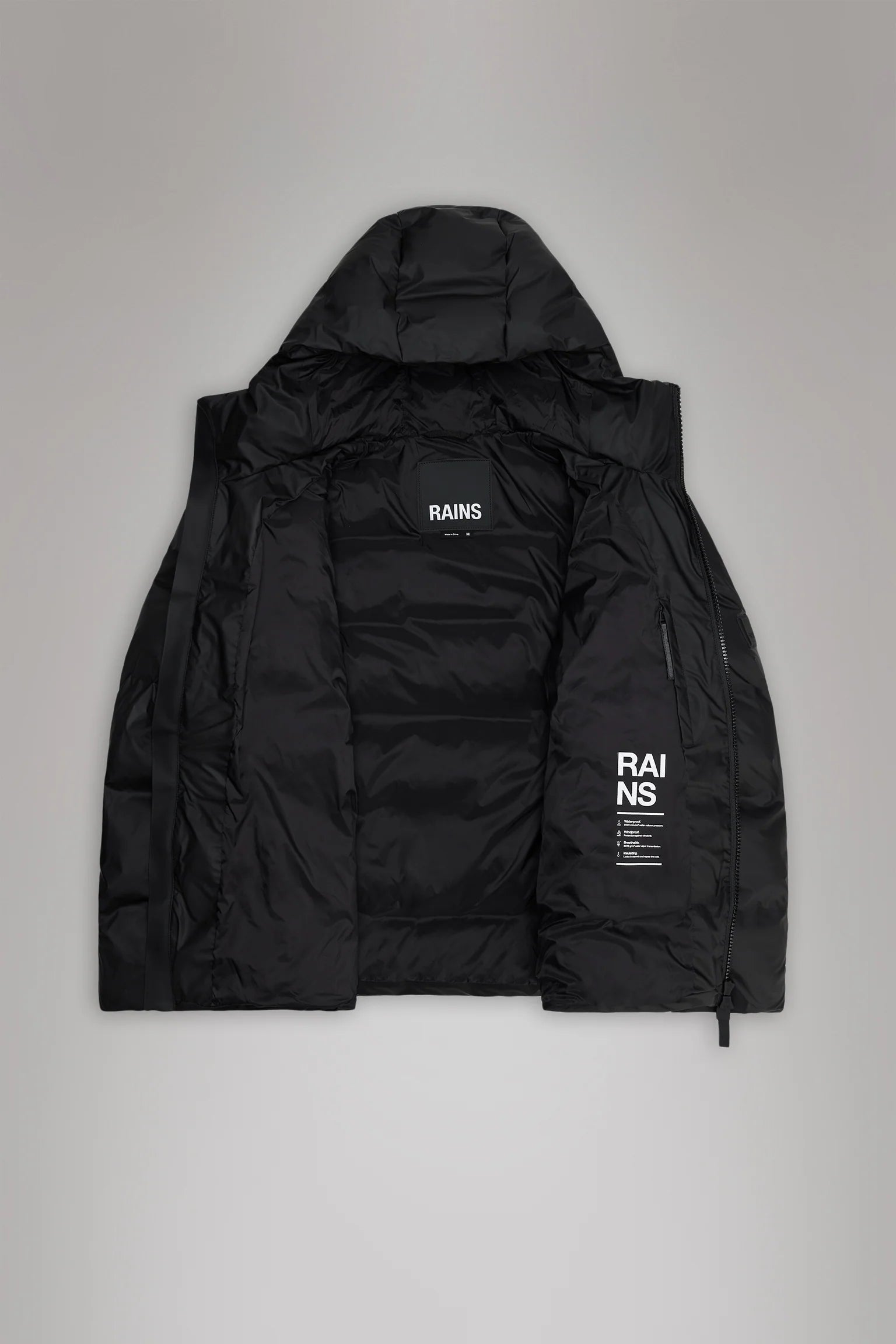 RAINS - Alta Puffer Jacket Unisex Black Grain