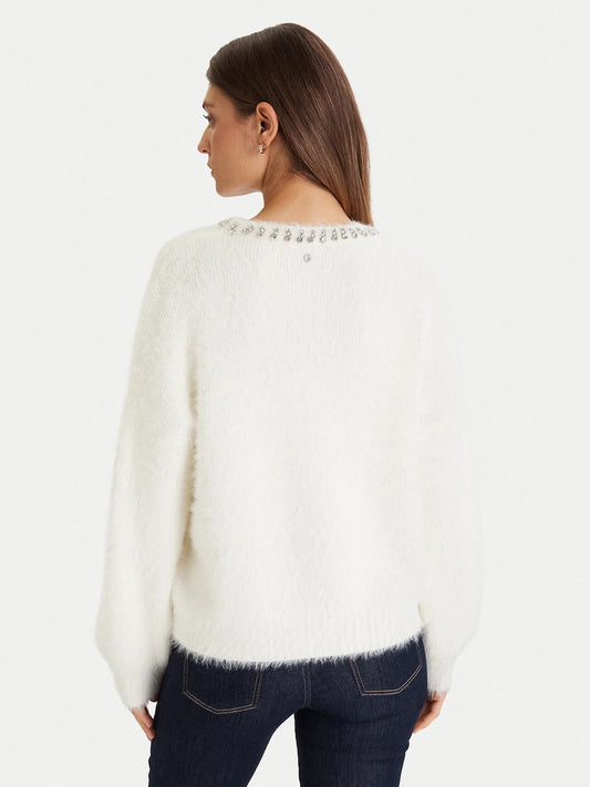 GUESS - Arisa Rhinestone Sweater White