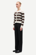 Samsoe Samsoe Sacian cardigan in cream and brown striped knit with button front