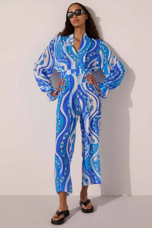 PAOLITA - Ocean Eyes Felix Silk Jumpsuit