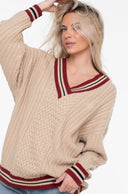 GUESS - Oversized Striped Cable Lina Knitted Sweater