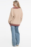 GUESS - Oversized Striped Cable Lina Knitted Sweater