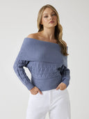 GUESS - Off Shoulder Sweater Fog Gray