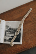 Individual Art Leather - "Electric Feel" belt Stone Beige Nickel