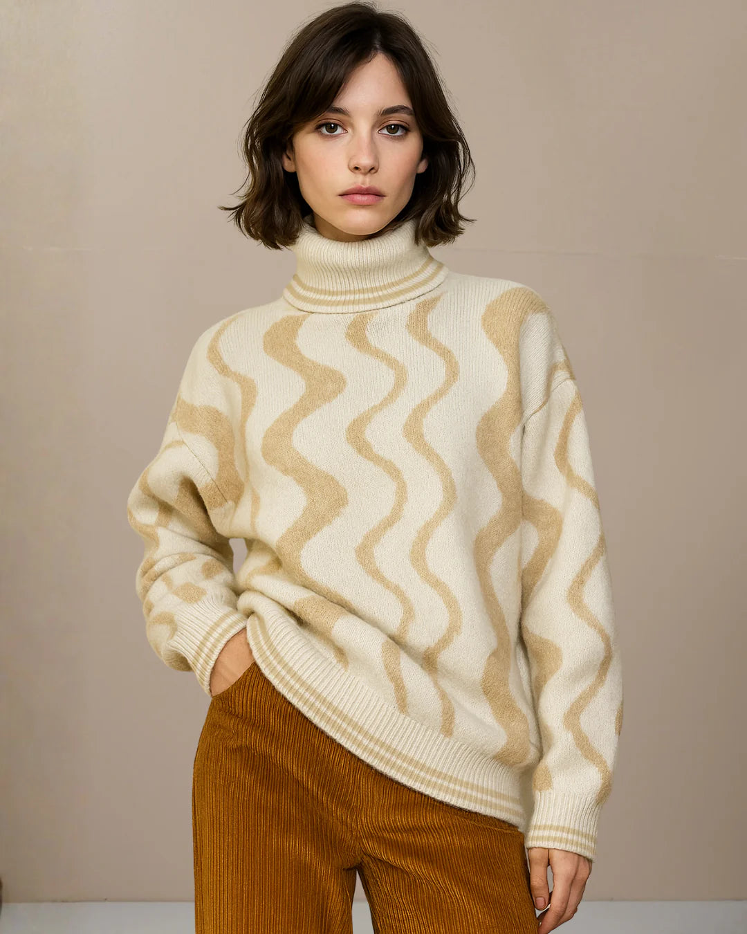 PAOLITA - Sabbia Alpaca Roll Neck Jumper