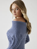 GUESS - Off Shoulder Sweater Fog Gray