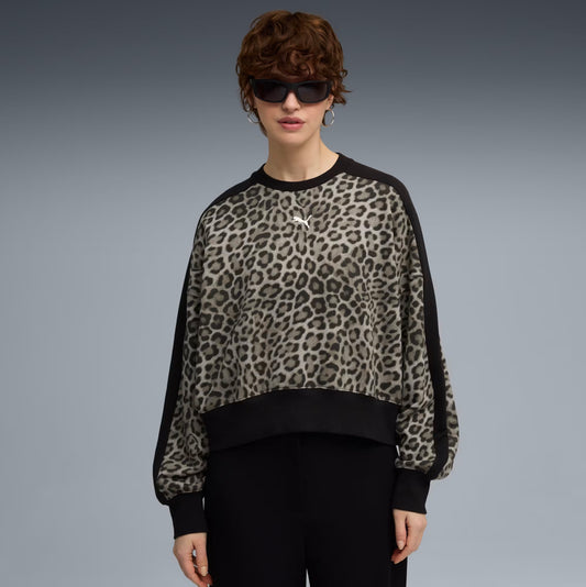 PUMA - T7 Leo Luxe Oversized Crew Sweat Women Black