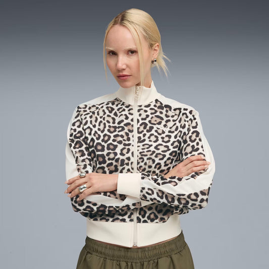 PUMA - T7 LEO LUXE All-Over Print Short Track Jacket Women Alpine Snow-Ice Coffee