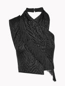 Project Soma Letizia black top with pattern and matching skirt set