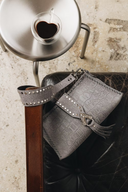 Individual Art Leather - "I am love" Grey Suede Nickel