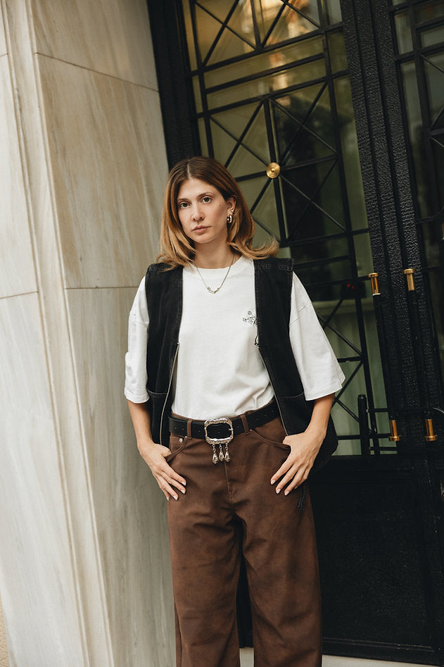 Individual Art Leather - "The sky is crying" belt Black Nickel