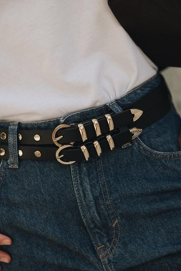 Individual Art Leather - "The Night" belt Black Gold