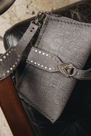 Individual Art Leather - "I am love" Grey Suede Nickel