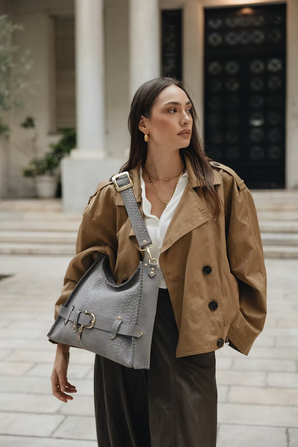 Individual Art Leather - "Together in electric dreams" Grey Suede Gold